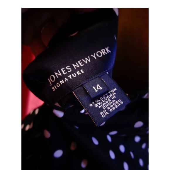 Jones New York halter dress navy blue white polka dot wiggle pinup tie cotton 14 - Picture 6 of 8